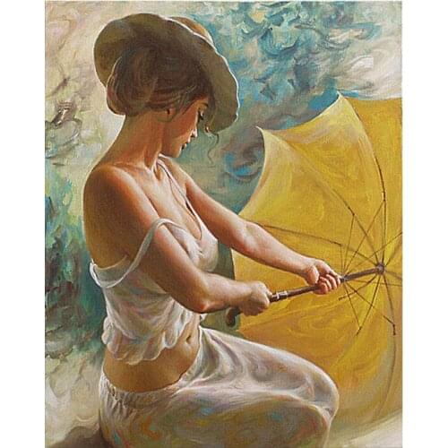 Coloring By Number Girl Drawing HandPainted Oil Canvas Paintings By Number Pictures Squre Kits DIY Gift Home Decortion Wall Art