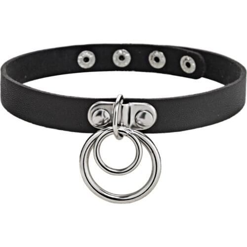 Adjustable Sexy PU Leather Collar Neck Lock Chic SM Restraint Bondage Sex Toy Exquisite Necklace Punk Gothic Charm Jewelry DX628