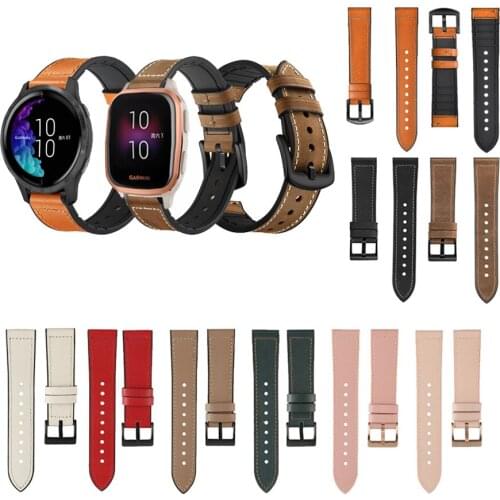 20mm Leather Silicone Watch Band Strap for Garmin Venu Sq for Vivoactive 3 Music Replacement Correa Wrist Bracelet straps 22mm