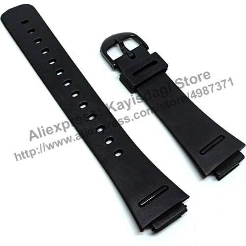 16mm Black Rubber Watch Band / Strap Compatible for Casio AB-50W-1E , AB-50W-7E , ( AB50 )
