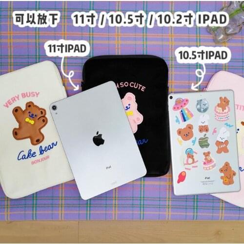 Bentoy Milkjoy Cartoon Bear Handbag 10.5 11inch Mac ipad Case Holder Cute Korea Fashion iPad Bags Cotton Soft Travel Business
