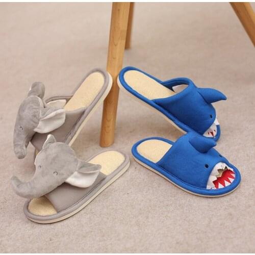 Newest Kids Cartoon Funny Slippers Boys Girl TPR Non-Slip Floor Slipper Children Home Indoor Baby Elephant Shark Soft Cute Shoes