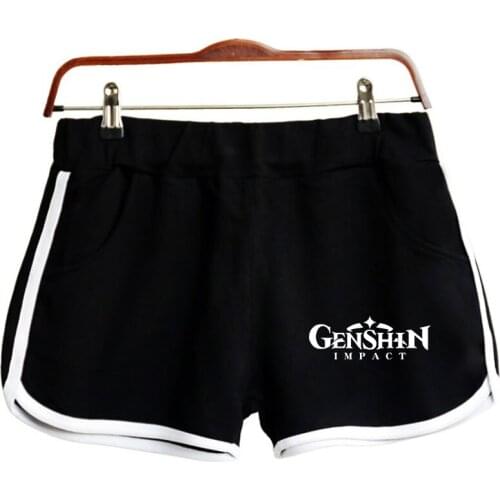 Genshin Impact Print unisex Summer holiday Elastic Waist Leisure home shorts black white Comfortable shorts Punk style Y2K