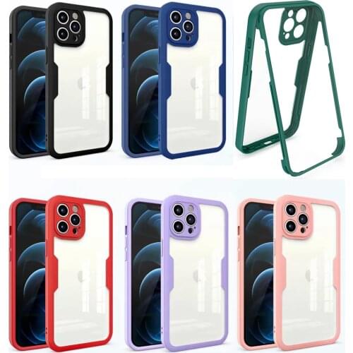 360 Full Cover Body Protective Case For iphone 12 Pro Max 11 XR Xs X 7 8 SE2 With Built-In Soft PET Sensitive Screen Protector