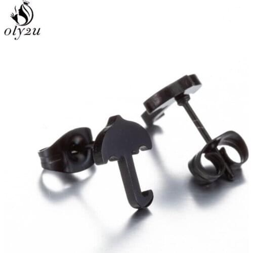 Personality Stainless Steel Umbrella Shape Earrings for Women Temperament Game Geometric Stud Earings Kids Trend Pendientes Gift