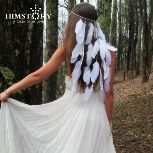 Angel Feather Wedding Hairwear Elegant Bridesmaid Bridal Handmade Pearl Feather Hairband Wedding Hair Accessories