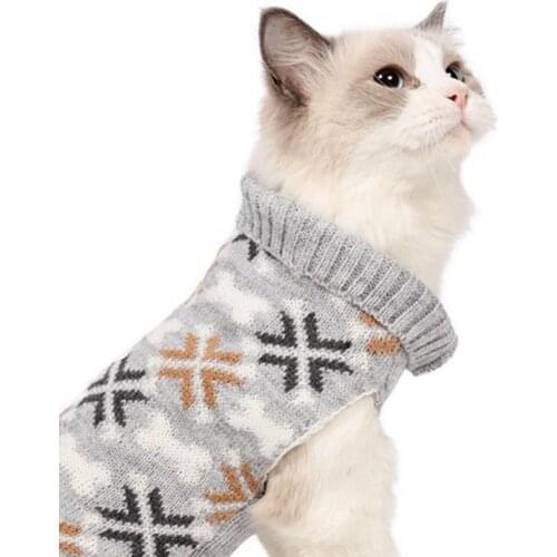 Cats Sweatshirt Snowflake Bone Pattern Dress-up Cosplay Soft Texture Knitted Pet Cat Sweater Outfit Round Neck Christmas Clothes