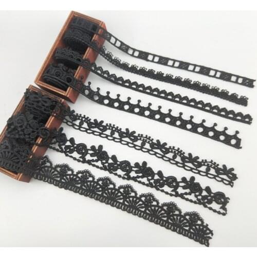 2 yards Width 1-3CM High quality sewn black lace trim braid lace DIY garment accessories skirt cutout embroidery lace JDB
