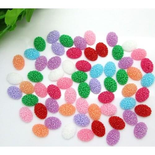 200Pcs 10x14mm Mixed Oval Resin Decoration Crafts Beads Flatback Cabochon Scrapbook DIY Embellishments Accessories