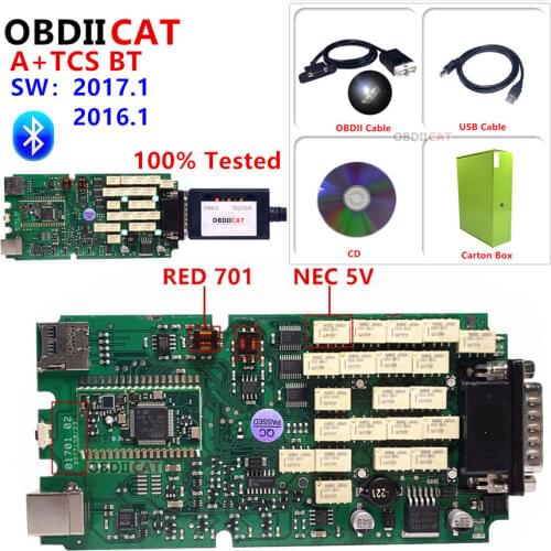 2017.3 Latest with keygen Best Quality TCS Scanner Bluetooth Green Single board OBDIICAT Multi diag Pro+ OBD2 Diagnostic-Tool