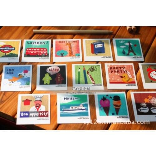 40pcs/lot "vintage Cartoon life series greeting cards" Christmas birthday message Thank you greeting gift cards YH-1078