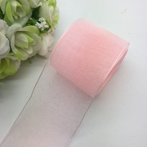 5 Yards/Lot 1-1/2" (38mm) Light pink Organza Ribbon Bow Hair Wedding Decoration Lace Crafts