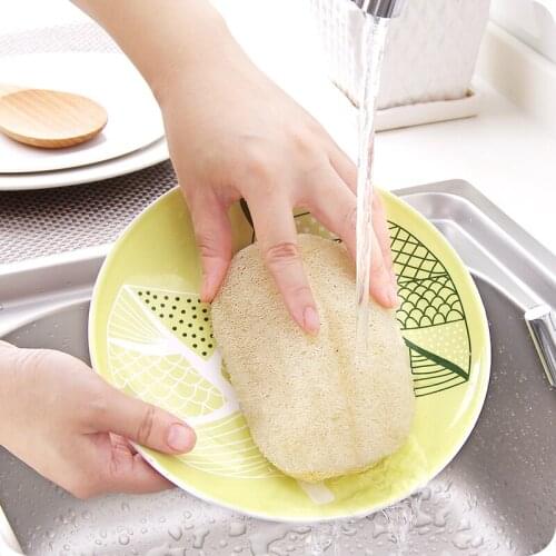 6 Pcs Double-sided Natural Loofah Dishwashing Cloth Decontamination Non-Stick Oil Brush Pot Cleaning Microfibre Sponge