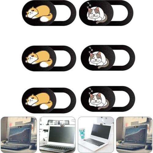 6Pcs Webcam Cover Slide With Lovely Cat Pattern Web Camera Blocker Ornament Privacy Protection Cover For Anti Peeping Camera