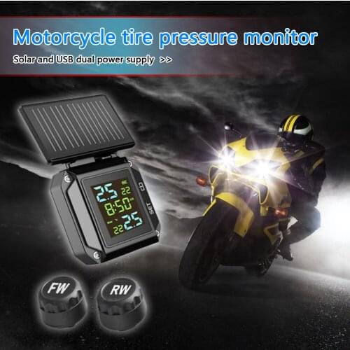 Solar Wireless Tire Pressure Monitor USB Dual Power Supply Motor External Sensor Waterproof Motorcycle TPMS Kit
