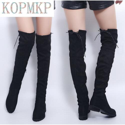 3 Colour Thigh High Boots Female Winter Boots Women Over the Knee Boots Flat Stretch Sexy Fashion Shoes 2018 New Riding Boots 43