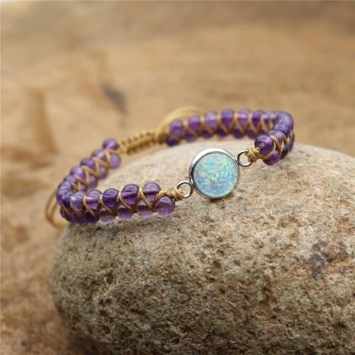 White Gold Opal Amethyst Hand-woven Opal Bracelet Beaded Girl Bracelet For Wedding Birthday Travel Commemorative Occasions