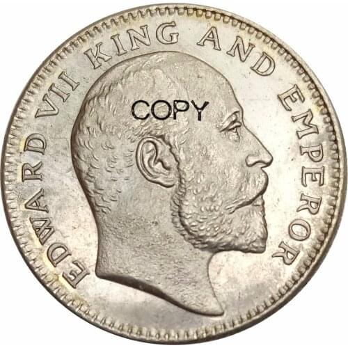 British India 1/2 Rupee Edward VII 1907 Half Rupee Brass Plated Silver Copy Coin