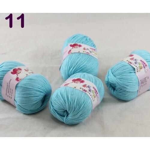Color Optional 4 ballsX50g Cashmere Silk Velvet Children Hand Kintting Yarn 1811 LightCyan