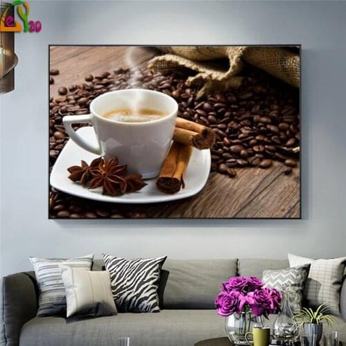 Diy 5d Diamond Painting "Coffee theme" 3D Cross Stitch Pattern Diamond Embroidery Rhinestone Painting Crystal Home Decor
