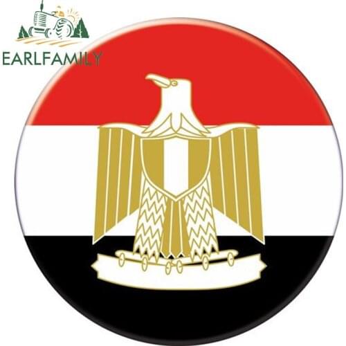 EARLFAMILY 13cm x 13cm Auto Moto Bike Suitcase Laptop Flag Round Egypt-egypt Reflective Car Sticker Waterproof 3D Car Styling