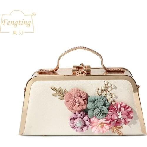 Elegant female handbags Flower Clutch Purse trends 2020 Evening Bags Chain Strap For Wedding Prom Banquet shoulder bag FTB191