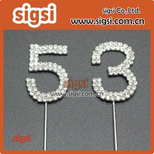 Utility number crystal diamante rhinestone cake topper
