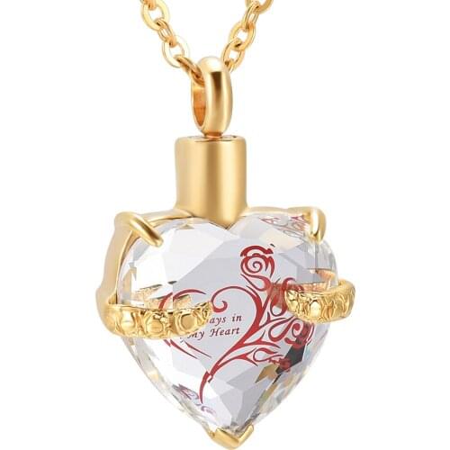 IJD7013 Heaven Flowers Always In My Heart Cremation Jewelry Pendant Pet Keepsake Memorial Urn Necklace for Human Ashes