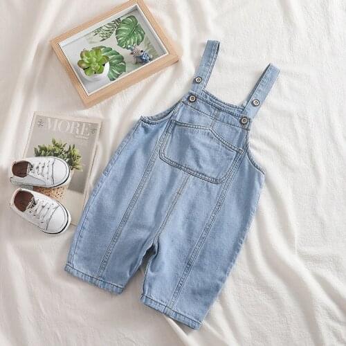 Toddler Baby Overalls 2021 Summer New Kids Boys Girls Casual Loose Denim Jumpsuits Korean Cute Suspender Shorts For Children