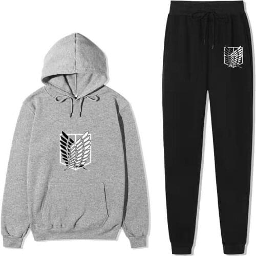 Cosplay Attack on Titan Sports Suit 2-piece Set Hoodie Clothes Harajuku Street Jacket Autumn and Winter Warm Sets for Women Men