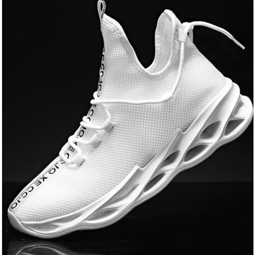 HUCDML Mens White Sneakers Shoes Breathable Hollow Mesh Outdoor Fashion Casual Running Large Size Male Shoes 39-46