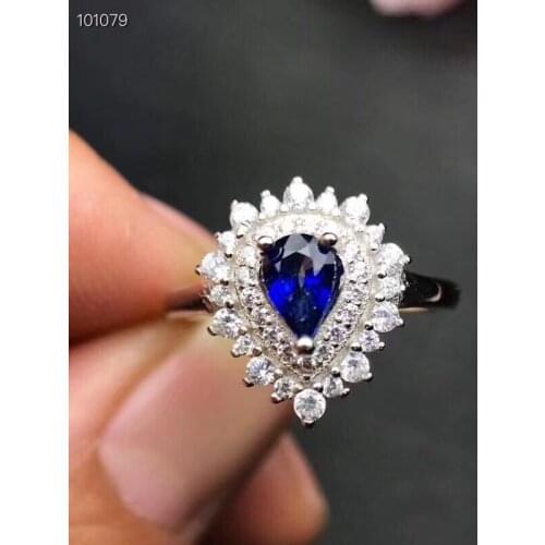 Best Gift Real and Natural Natural and Real Sapphire Ring 925 sterling silver Fine jewelry Sapphire Ring