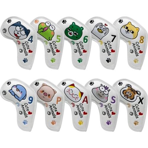 Cute Animal Design Golf Iron Head Covers Iron Headovers with White Color and Long Neck 4-9 ASPX 10pcs