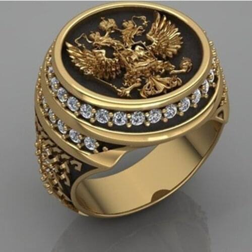 SECRET BOYS Domineering Russian Double-headed eagle mens ring Fashion business banquet jewelry