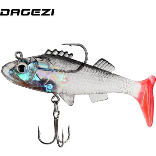 DAGEZI Soft Lure 16g/8g Artificial Bait Silicone Sinking Fishing Lure Sea Bass For Carp Fishing Tackle Jig Head Soft Swimbait