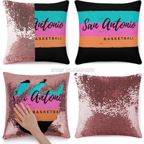 Sequin Pillowcase Throw Pillow Cover for Sofa 40X40cm Mermaid Tim Duncan Tony Parker Ginobili David Robinson Demar Derozan Timm