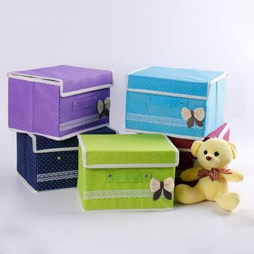 Non-woven home storage and finishing collapsible storage box cotton and linen toy clothing wardrobe storage box fabric