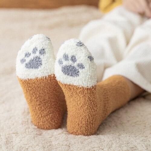 Autumn And Winter Ladies 3D Cat Paw Socks Cute Funny Cartoon Animal Socks Toe Stocking Tiger Socks Fashion Trendy Socks Women