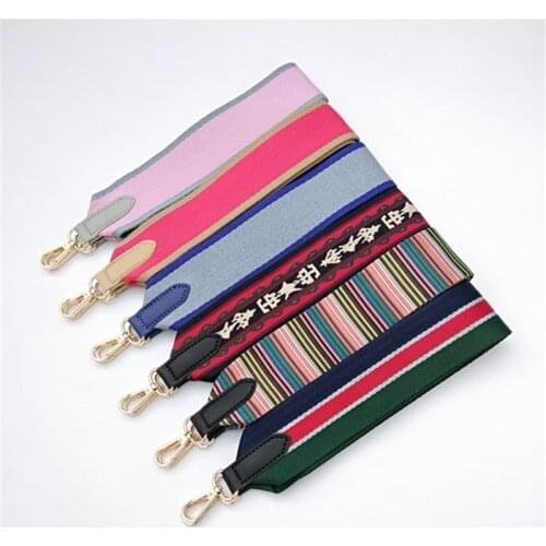 New Bag Strap Color Wide Shoulder Strap Long Strap National Style Single Shoulder Diagonal Replacement Non-adjustable Bag Strap