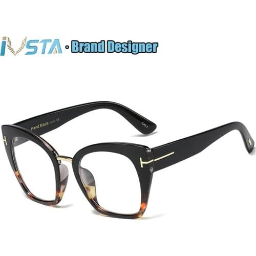 IVSTA Tom TF Glasses Women Myopia Prescription Eyewear Computer Cat Eye Clear TR90 Fashion Luxury Brand Designer Oversized Big