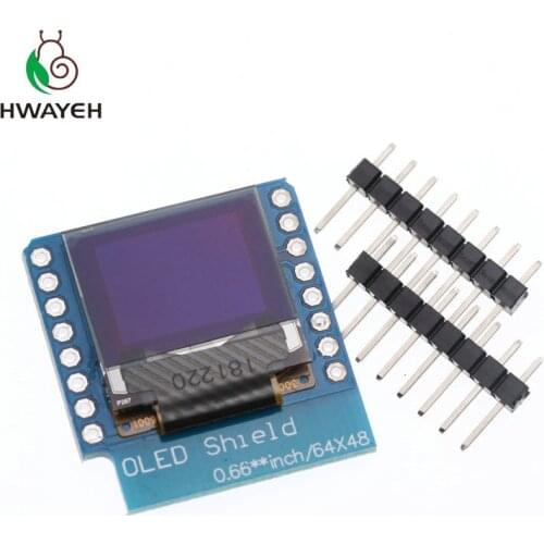 HWAYEH 0.66 inch OLED Display Module for WEMOS D1 MINI ESP32 Module Arduino AVR STM32 64x48 0.66" LCD Screen IIC I2C OLED