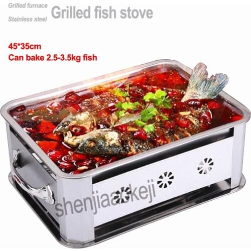 Stainless steel Grilled fish furnace grilled fish stove thicken hotel commercial carbon roasted charcoal alcohol grill fish oven