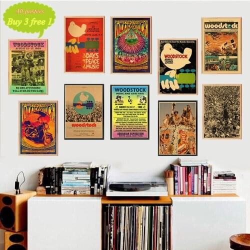 Woodstock rock music festival craft paper decorative painting kraft paper Poster posters classic poster vintage paper craft
