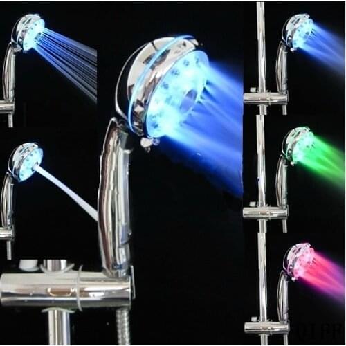 Adjustable 3 Mode LED Light Shower Head Sprinkler Temperature Bathroom Sensor Mar28