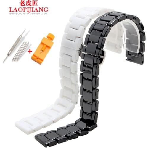 Luxurious Ceramic waterproof straps fit geya watch 16mm 17mm 18mm 19mm 20mm 21mm 22mm watchband for lady with metal buckle