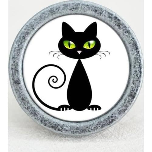 Black Cat Knobs Dresser Knobs Handmade Drawer Handles Animal Kitchen Cupboard Pulls knob Cabinet Handle Furniture Hardware