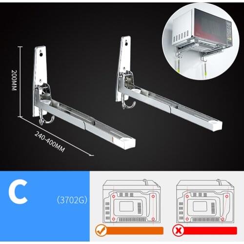 Stainless Steel Microwave Foldable Oven Shelf Rack Support Frame Stretch Adjustable Wall Mount Bracket Holder Kitchen Storage