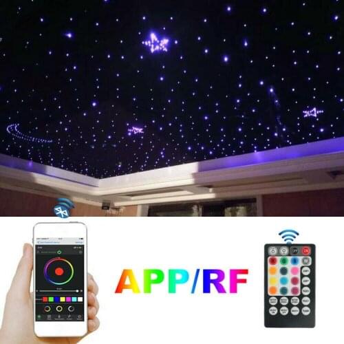 16W Fiber Optical Light Engine Smartphone APP Sound Controlled RGBW Car Ceiling DIY Star +3M Mixed End glow Cable KIT