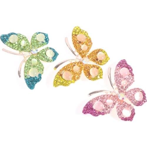 Women Rhinestone Elegant Charm Butterfly Animal Pearl Brooch Large Butterfly Jewelry Colorful Insect Pins Vintage Fashion Gifts