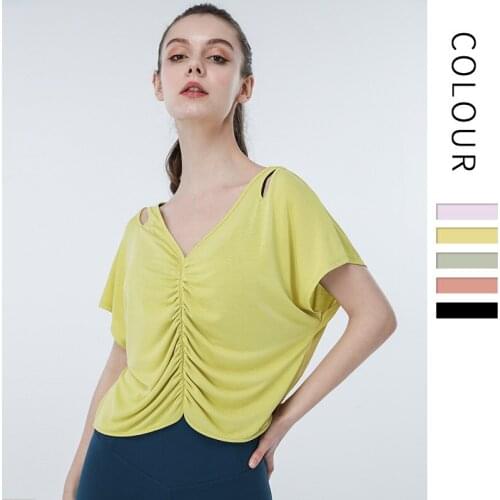 Womens Sports Bat Sleeve Breathable Modal T-shirt Slim Sports Elasticity Running Quick-drying Short-sleeved Loose Fitness